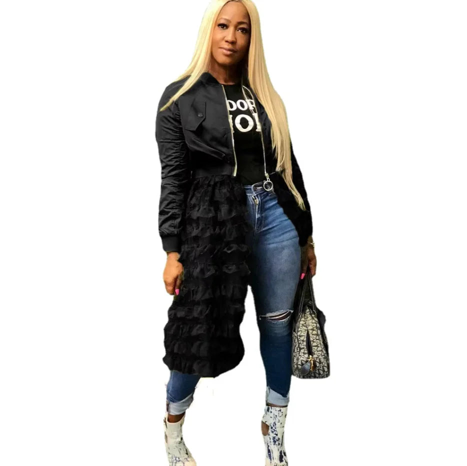 RUFFLED UP BOMBER JACKET