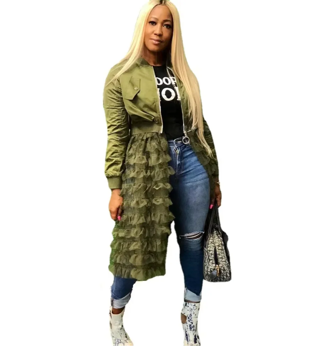 RUFFLED UP BOMBER JACKET